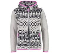 CMP Jacquard knitted fleece jacket with two pockets, Girl, Bone-Bianco, 110