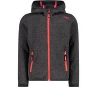 CMP - Giacca in Knit-Tech da bambini con cappuccio fisso, Nero-Campari, 152