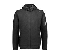 CMP Knit tech fleece jacket with hood, Man, Nero-Glacier, 56