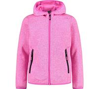 CMP Knit Tech mélange fleece jacket with hood, Girl, Purple Fluo-Bianco, 176