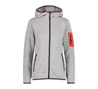 CMP Knit Tech mélange Fleece Jacket with Hood, Woman, Argento-Red Kiss, 40