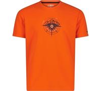 CMP Maglietta da uomo in piqué con tecnologia Dry-Function e stampa Adventure traspirante, ad asciugatura rapida e perfetta per le attività estive all'aria aperta., Colore: arancione., 56