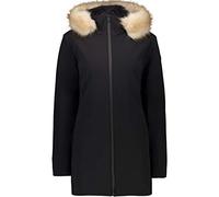Cmp Parka Softshell Imbottito con Cappuccio Eco Fur, Giacca Donna, Nero, 52, Nero