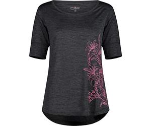 CMP - T-shirt in light jersey melange da donna , Antracite Mel.-Pink Fluo, 40