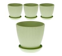 CMQTHINGS Vasi da fiori Vasi for piante grasse in resina da 4 pezzi con piattini di drenaggio Fioriere rotonde for interni for piccole verdi Arredamento per la casa