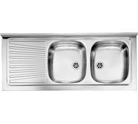 LAVELLO APPOGGIO CUCINA 2 VASCHE DX 120X50 ACCIAIO INOX MONDIAL SCARICO INCLUSO