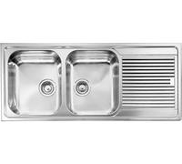 Cmspa LAVELLO ZENITH 116x50 cm INOX SATINATO 2 VASCHE SINISTRA CON SGOCCIOLATOIO PILETTA 3''