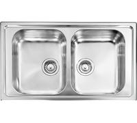 Cmspa LAVELLO ZENITH 86x50 cm INOX SATINATO 2 VASCHE PILETTA 3''