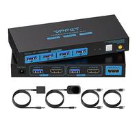 CMSTEDCD 8K @ 60Hz USB 3.0 KVM Switch hdmi 2 porte 4K @120Hz KVM Switcher per 2 computer condividere 1 monitor e un set di tastiera mouse webcam e disco rigido, controller cablato e alimentazione 12V