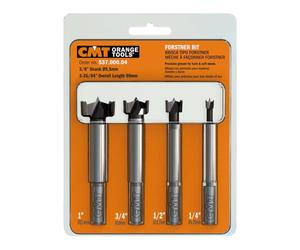 CMT 537.000.04 - Valigetta di 4 punte tipo forstner s = 3/8 "d = 1/4" _1 / 2 "_3 / 4" _1 "dx, Nero