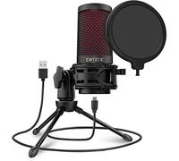 CMTECK Microfono USB, microfono podcast con filtro pop e pulsante muto, compatibile per computer desktop e laptop (nero)