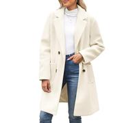 CMTOP Cappotto Donna Invernale Lana Caldo Cappottos Scollo a V Revers Cappotti Invernali Lungo Dritto Doppiopetto Giacca Lana Elegante con Tasche per Autunno Inverno(Beige, M)