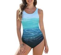 CMTOP Costume Intero Donna Costumi da Bagno Controllo della Pancia Sexy Scollo a U Costume Intero Sportivo Swimwear Imbottito Push Up Costumi Un Pezzo da Mare Estate Beachwear(Verde, XL)