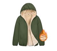 CMTOP Felpa Donna con Cappuccio Foderati Cappotto Invernale in Pile Termica Felpa con Zip Corta Hoodie Giacca Casual Outwear Felpa con 2 Tasche per Autunno Invernali(Verde Militare, L)