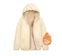 CMTOP Felpa Donna con Cappuccio Foderati Cappotto Invernale in Pile Termica Felpa con Zip Corta Hoodie Giacca Casual Outwear Felpa con 2 Tasche per Autunno Invernali(Cachi, L)