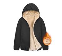 CMTOP Felpa Donna con Cappuccio Foderati Cappotto Invernale in Pile Termica Felpa con Zip Corta Hoodie Giacca Casual Outwear Felpa con 2 Tasche per Autunno Invernali(Nero, L)