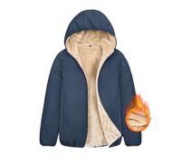 CMTOP Felpa Donna con Cappuccio Foderati Cappotto Invernale in Pile Termica Felpa con Zip Corta Hoodie Giacca Casual Outwear Felpa con 2 Tasche per Autunno Invernali(Marina, L)