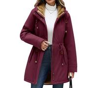 CMTOP Giacca Donna Invernale Caldo Impermeabile Parka con Cappuccio Casual Antivento Cappotti in Pile Elegante Spessa Zip Cappotto Media Lugghezza Outdoor Giubbotto con Tasche e Coulisse