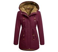 CMTOP Giacca Donna Invernale Caldo Impermeabile Parka con Cappuccio Casual Antivento Cappotti in Pile Elegante Spessa Zip Cappotto Media Lugghezza Outdoor Giubbotto con Tasche e Coulisse