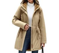 CMTOP Giacca Donna Invernale Caldo Impermeabile Parka con Cappuccio Casual Antivento Cappotti in Pile Elegante Spessa Zip Cappotto Media Lugghezza Outdoor Giubbotto con Tasche e Coulisse