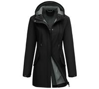 CMTOP Giacca Impermeabile Donna Parka Calda Leggera con Fodera Interna Cappotto Softshell Antivento con Cappuccio Trench Giubbino Outdoor Casual Elegante Raincoat Funzionale(Nero, XL)
