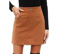 CMTOP Gonna Donna Corta Invernale Vita Alta A-Linea Minigonna Casual in Velluto A Coste vestibilità Elegante Stretta Mini Gonna con Tasche (Marrone, L)
