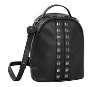 CMX STUDS - Borsa Zainetto Donna Doppio Uso, Zaino + Borsa Tracolla Donna e Ragazza con Borchie, Spalle Regolabili e Rimovibili + Charm Staccabile, con Tasca Zip - per Regali Natale 22x11x28H cm, Nero