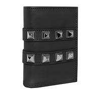 CMX STUDS, Compact - Portafoglio Donna e Ragazza con Chiusura a Bottone e Tasche, 4 Slot Portacarte + Porta Monete - Portafoglio e Portamonete con Borchie e Cuore, Regali Natale, 11,5x2,5x8,5H, Nero