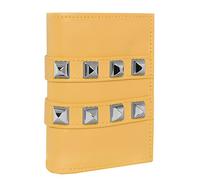 CMX STUDS, Compact - Portafoglio Donna e Ragazza con Chiusura a Bottone e Tasche, 4 Slot Portacarte + Porta Monete - Portafoglio e Portamonete con Borchie e Cuore, Regali Natale, 11,5x2,5x8,5H, Giallo