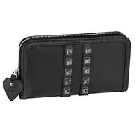 CMX STUDS, Portafoglio Donna e Ragazza con Tasche, 16 Slot Portacarte + Porta Monete a Zip, in Box Omaggio - Portafoglio e Portamonete con Borchie e Cuore, Ideale come Regali Natale, 20x2,5x11H
