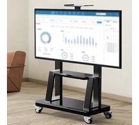 CMYAOYC Mobile Soggiorno, Carrello TV su Ruote Regolabile in Altezza, Pannello Porta Tv Angolare per Pavimento Nero per Schermi da 32-120 Pollici con Ripiano(50-90 inches)