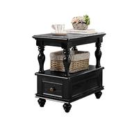 CMYAOYC Tavolini da Salotto Moderni Stretto con Cassetto e Ripiano Portaoggetti, Tavolino Divano in Legno Massello Rettangolare, per Piccoli Spazi, Soggiorno(Black)
