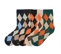 CMZYBBD Calzini da Lavoro Uomo 5 Paia di Calzini Colorati da Uomo con Motivo A Quadri E Motivo Geometrico in Cotone Pettinato, Calzini Tubolari Medi-b-UE 38-43