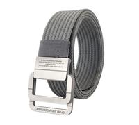 CMZYBBD Cintura Uomo Cintura con Fibbia A Doppio Anello in Lega da Uomo - Tela di Nylon Intrecciata per Jeans E Pantaloni Sportivi, Comoda E Pratica Opzione per L'esterno-Grigio Scuro-120 Cm