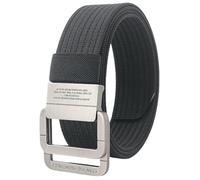 CMZYBBD Cintura Uomo Cintura con Fibbia A Doppio Anello in Lega da Uomo - Tela di Nylon Intrecciata per Jeans E Pantaloni Sportivi, Comoda E Pratica Opzione per L'esterno-nero-120 Cm