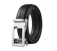 CMZYBBD Cintura Uomo Cintura di Fibbia Automatica in Pelle Vera da Uomo - Elegante Cintura Casual E Formale per Abiti, Jeans, Pantaloni - Design Classico Regolabile-argento-nero-125 Cm