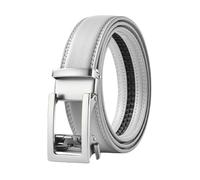 CMZYBBD Cintura Uomo Cintura di Fibbia Automatica in Pelle Vera da Uomo - Elegante Cintura Casual E Formale per Abiti, Jeans, Pantaloni - Design Classico Regolabile-argento-grigio-125 Cm