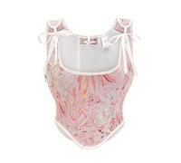 CMZYBBD Corsetto Donna Modello Floreale Sexy Overbust Corset Top Women Bustiers Corsetti Rinascimentali Medievali-Rosa-XXL