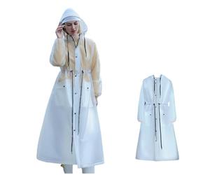CMZYBBD Poncho Antipioggia Poncho di Pioggia di Moda Impacchettabile Impermeabile con Cappotto da Pioggia Imballabile Riutilizzabile con Cappuccio con Maniche Lunghe per Donne da Donna-Trasparente-m