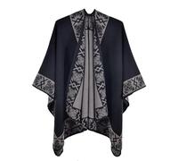 CMZYBBD Sciarpa Donna Elegante Scialle per Donna, Classico Mantello A Griglia, Mantello Invernale Cardigan retrò, Morbida Coperta Grande-nero-130x150 Cm