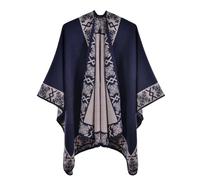 CMZYBBD Sciarpa Donna Elegante Scialle per Donna, Classico Mantello A Griglia, Mantello Invernale Cardigan retrò, Morbida Coperta Grande-blu-130x150 Cm