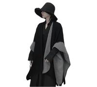 CMZYBBD Sciarpa Donna Scialle Poncho di Grandi Dimensioni Reversibili, Coperta Indossabile Calda, Lunghi Cappotti per Maglioni Cardigan per Autunno E Inverno-nero-130-155 Cm