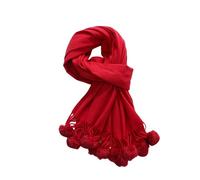 CMZYBBD Sciarpa Donna Sciarpa da Donna Autunno E Inverno - Modello A Palla di Peluche, Scialle Versatile, Imitazione Cashmere, Comoda Ed Elegante-rosso-200 * 70 Cm