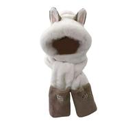 CMZYBBD Set Guanti Cappello E Sciarpa Donna Cappello E Sciarpa Pelosi, Set 3 in 1 con Orecchio di Volpe, Berretti Spessi, Berretto, Sciarpa, Set Caldo con Cappuccio per Donne-Beige
