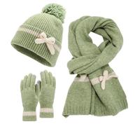 CMZYBBD Set Guanti Cappello E Sciarpa Donna Cappello, Sciarpa, Guanti, Antifreddo, Moda Invernale da Donna, Set da 3 Pezzi, Sciarpa, Berretto, Freddo, Inverno-Verde-Una Taglia