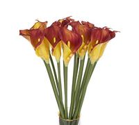 cn-Knight 10pcs di Gigli di Calla Artificiali, Fiori Artificiali con Stelo Lungo 67cm, Gigli di Calla Realistici per Bouquet da Sposa, Decorazioni per la Casa,Rosso Scuro