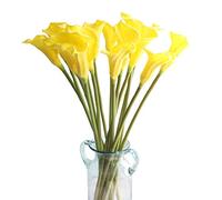 CN-Knight 10pcs di Gigli di Calla Artificiali, Fiori Artificiali con Stelo Lungo 67cm, Gigli di Calla Realistici per Bouquet da Sposa, Decorazioni per la Casa,Giallo