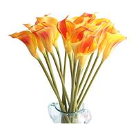cn-Knight 10pcs di Gigli di Calla Artificiali, Fiori Artificiali con Stelo Lungo 67cm, Gigli di Calla Realistici per Bouquet da Sposa, Decorazioni per la Casa,Arancione