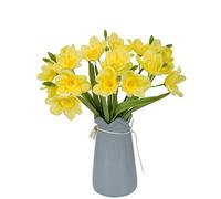 cn-Knight 2 fasci di narcisi artificiali, steli di narcisi finti da 40,6 cm con 18 fiori finti in lattice, fiori artificiali di alta qualità per la decorazione della casa, centrotavola, fai da te,