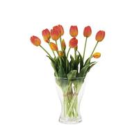 cn-Knight 20 fiori di tulipani artificiali, 40 cm, con foglie finte, tulipani finti e boccioli per decorazione della casa, centrotavola ornamento bouquet da sposa, arancione
